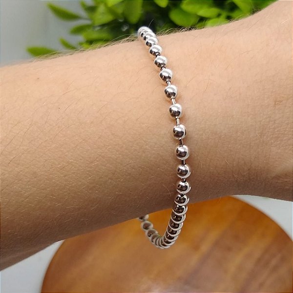 Pulseira em prata 925 com bolinhas espelhadas 3mm - Pinter Joias Artigos de  Joalheria e Relojoaria