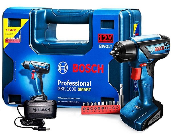 Parafusadeira Furadeira Sem Fio BOSCH 12V 3/8 GSR1000 + BITS