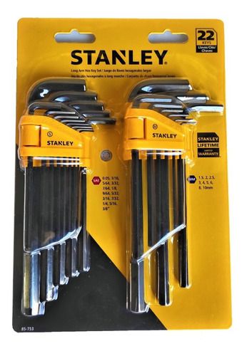 Jogo de Chave Allen Longa Mm e Pol 22PÇ 85-753 STANLEY