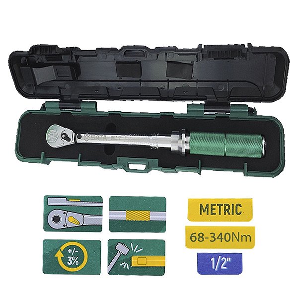 Torquímetro de Estalo Profissional 1/2 68 a 340NM SATA