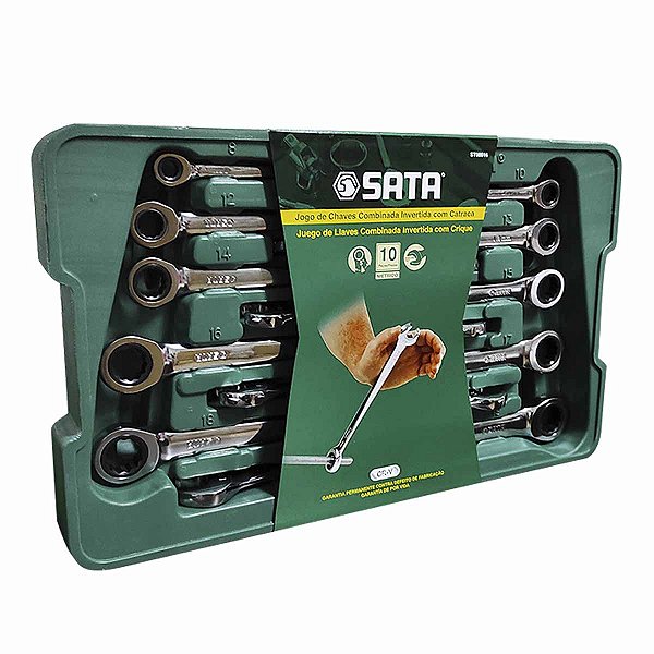 Jogo de Chave Catraca Combinada Invertida 08a19 10Pç ST08016