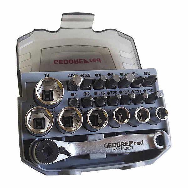 Jogo Soquete Sextavado 1/4" 23 Peças Bits 6 a 13mm GEDORE