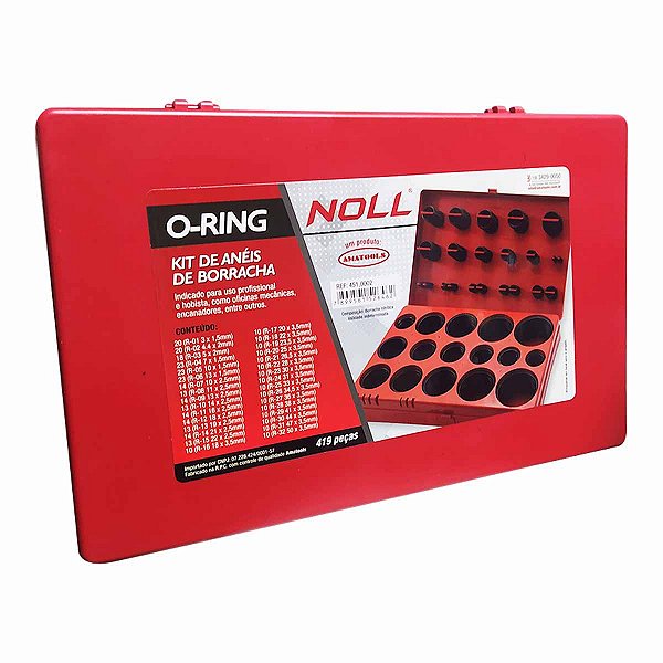 Maleta Kit Anel Vedação Oring Polegada Milimetro 419 Pç NOLL