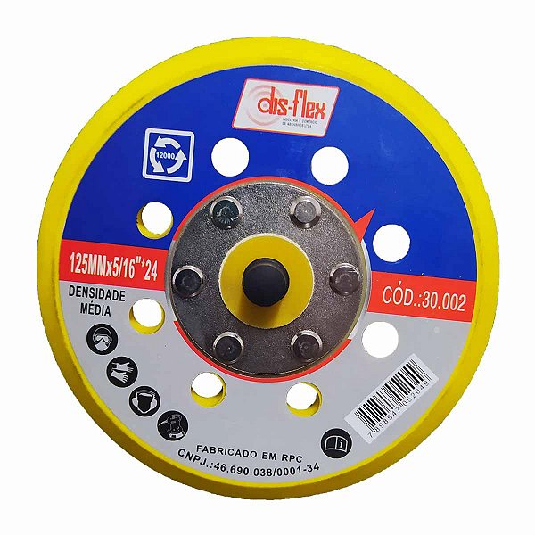 Suporte Lixa Hookit Com Vent 8 Furos 125mm DISFLEX