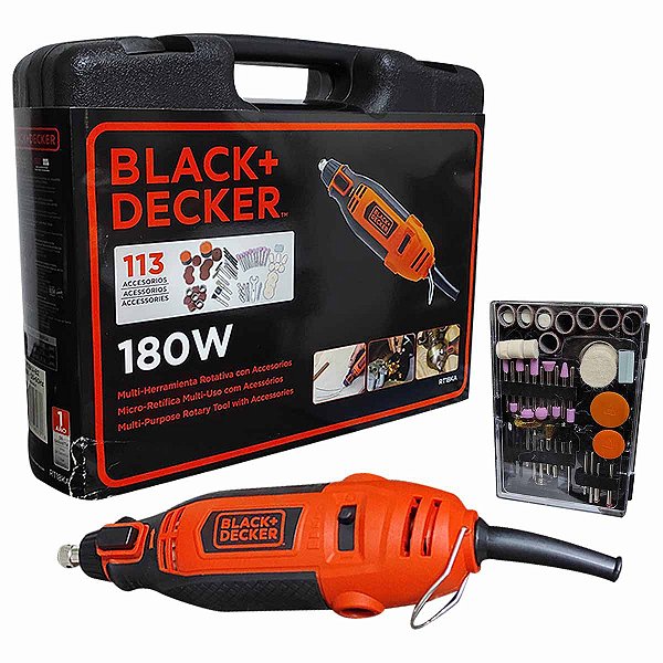 Micro Retífica 113 Acessórios Maleta 180W BLACKDECKER RT18K