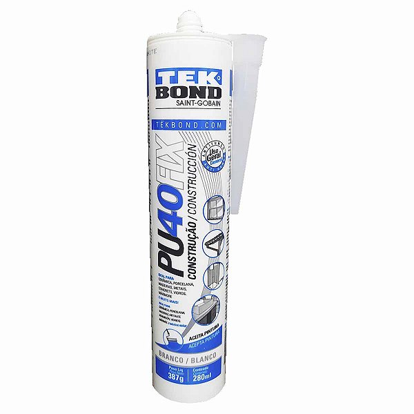 Adesivo Silicone PU 40 Fix Construção Branco 387g TEKBOND