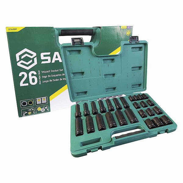 Jogo de Soquete Impacto 1/2" 10 a 24 Mm 26 Pçs SATA ST34399T