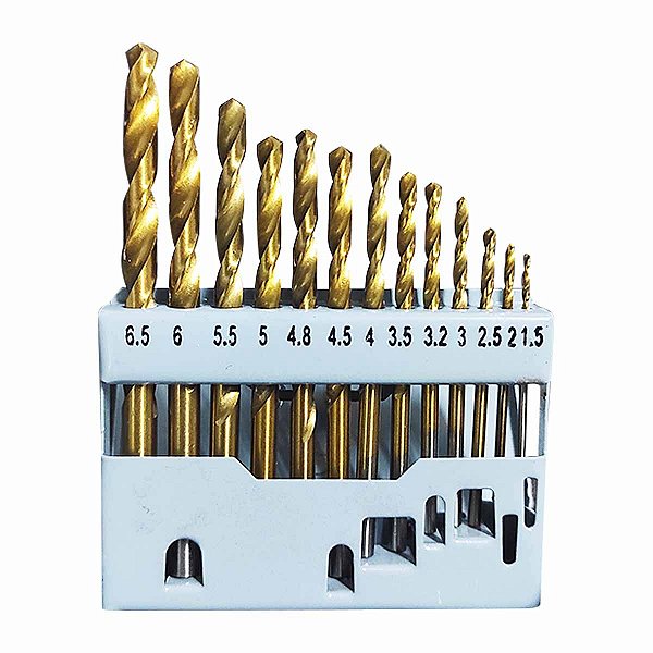 Jogo de Brocas de Titânio HP 13 Peças 6,5mm a 1,5mm ROCAST