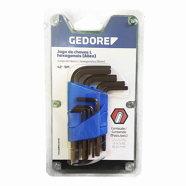 Jogo Chave Allen Milímetro Curto 1,5 a 10 9Pç GEDORE  42L-9M