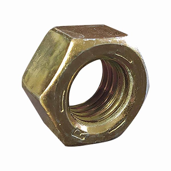 Porca Sextavada Ferro Bicromatizada Polegada Rosca Grossa UNC
