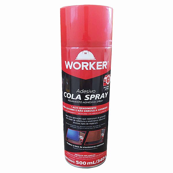 Adesivo Cola Spray de Contato Reposicionável 500ml WORKER