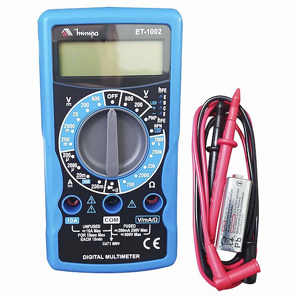 Multimetro Digital Portátil Categoria I 600V ET-1002 MINIPA
