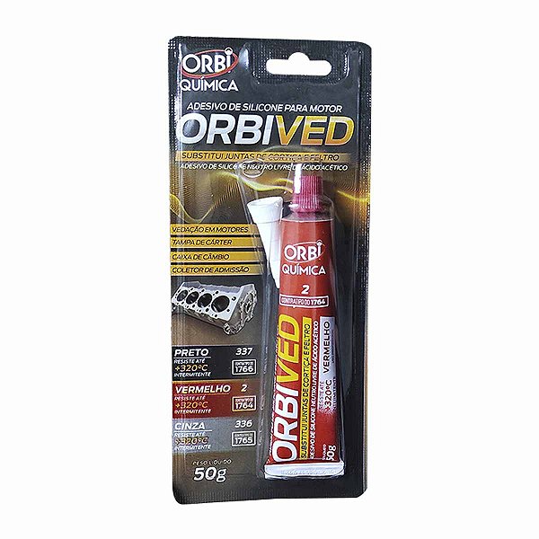 Cola Veda Silicone Junta Alta Temperatura Vermelho 50g ORBI