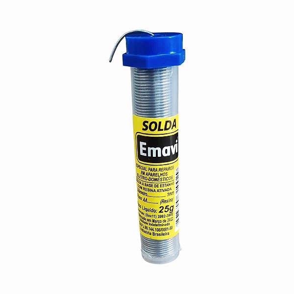 Fio de Solda Estanho Para Eletrônica Tubete 1mm 25g EMAVI
