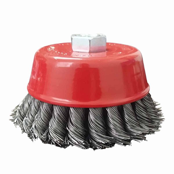 Escova Circular Taça Trançada Rosca M14 Aço LOTUS