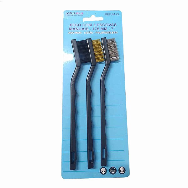 Jogo de Escova Manual com 3 Peças Mistas 175mm LOTUS