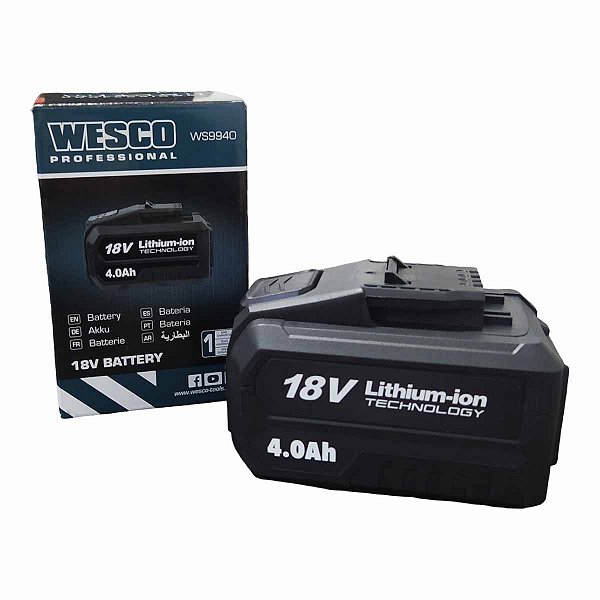 Bateria Íons de Lítio Recarregável 18V 4Ah WS9940 WESCO