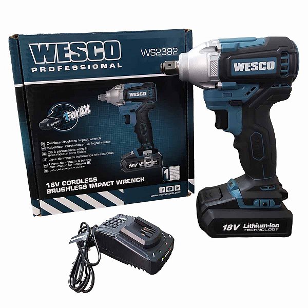 Chave Impacto Brushless 1/2 300 Nm Bateria 18v WS2382 WESCO