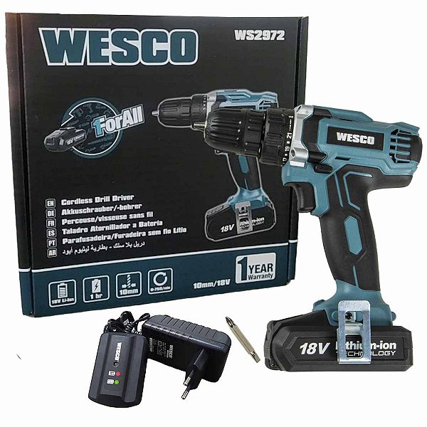 Parafusadeira 3/8 sem Fio a Bateria Litio 18v WS2972 WESCO