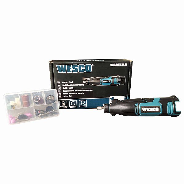 Micro Retíficadeira sem Bateria 12v com Kit WS2539.9 WESCO