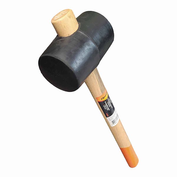 Martelo Cabeça Borracha Preta Cabo de Madeira SPARTA