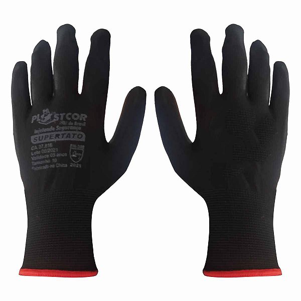 Luva PU Multitato Mecanico Preta PLASTCOR