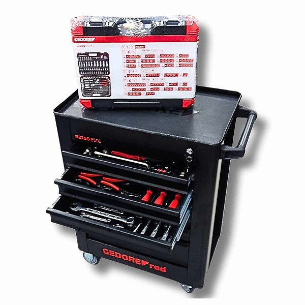 Carro com Ferramentas Completo 220 Pç 6 Gavetas GEDORE Black