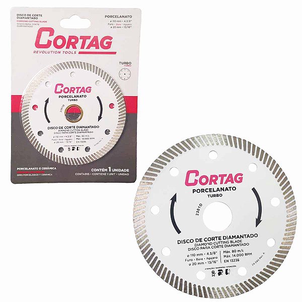 Disco de Corte Diamantado Porcelanato Turbo 4.3/8 CORTAG