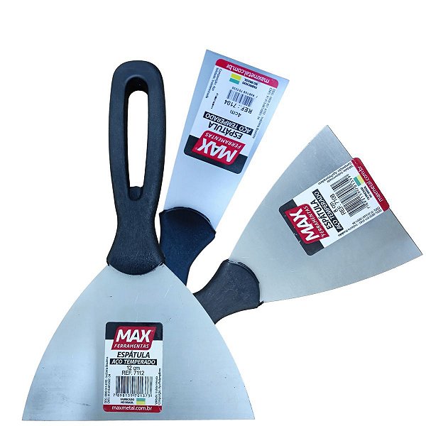 Espatula de Aço Temprado com Cabo Plástico Vazado Pintor MAX