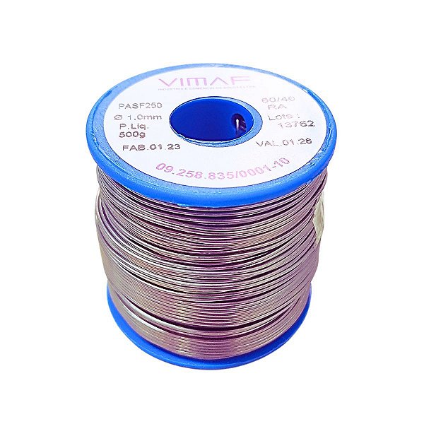 Rolo Carretel Solda Estanho Fio 1,0mm 60/40 C/ Fluxo RA VIMAF
