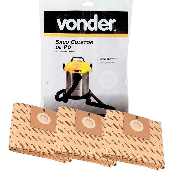 Saco Coletor Para Aspirador de Po APV 1000 com 3 Pçs VONDER