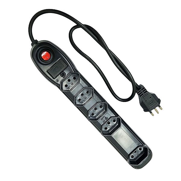 Filtro de Linha Extensão Bivolt 5 Tomadas 1M Preta LIEGE