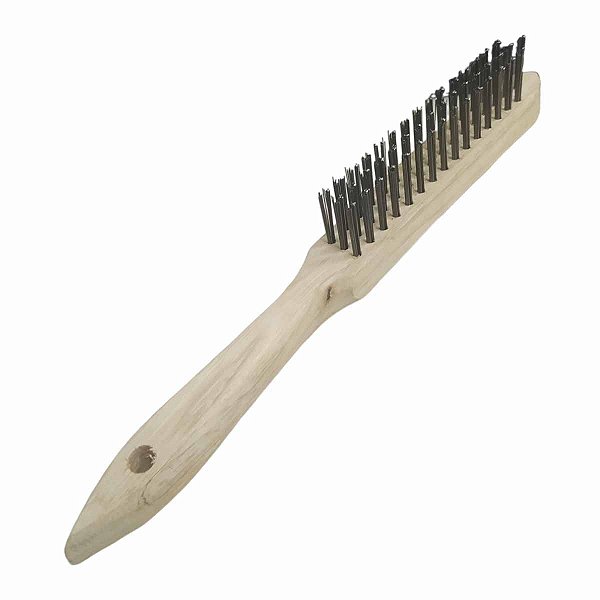 Escova de Aço Manual 03 Fileiras Cabo de Madeira LOTUS