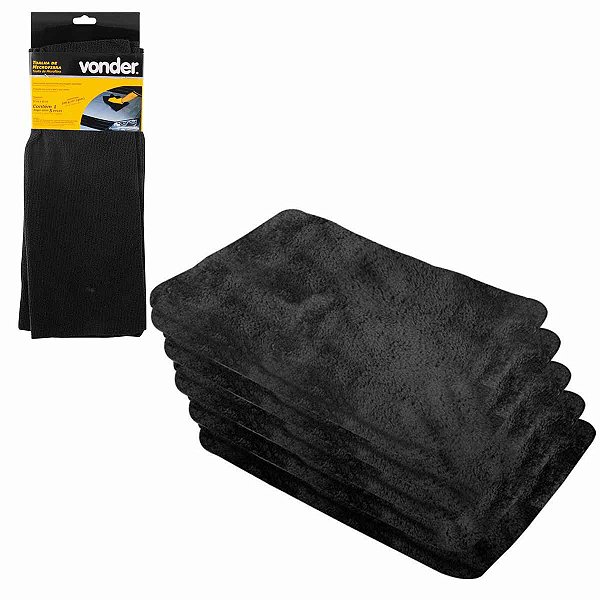 Toalha Automotiva Secagem de Microfibra 30x40cm VONDER 05Pç