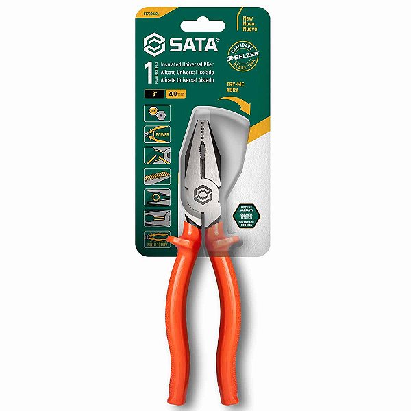 Alicate Universal Profissional Isolado Laranja 8 Pol SATA
