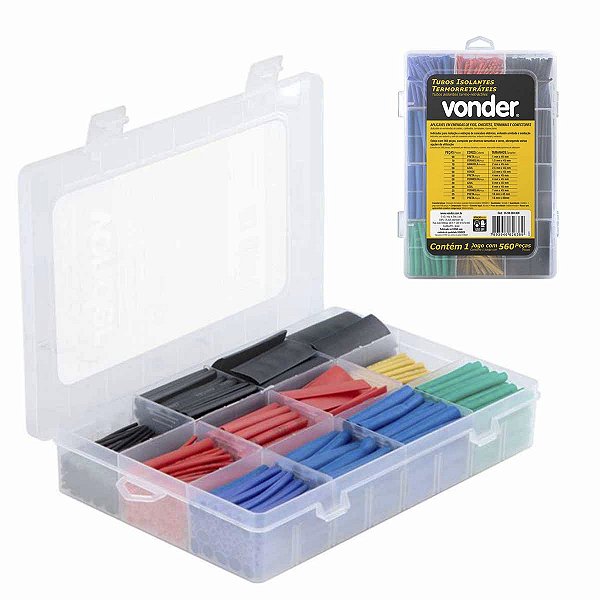 Tubo Espaguete Isolante Termoretratil Colorido VONDER  560Pç