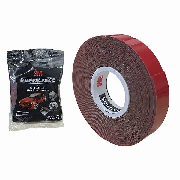 Fita Dupla Face Extra Forte Vermelho 12mm 03 Metros 3M