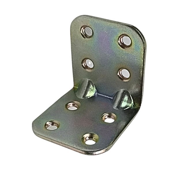 Placa de Junção Reforço Dobrada 8 Furos 30 X 30 X 2mm em Aço