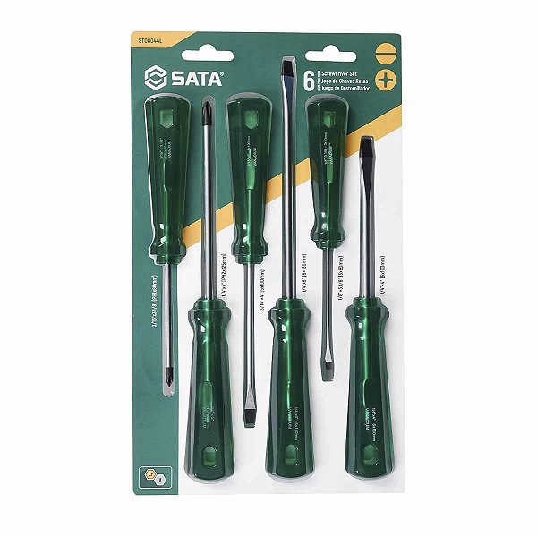 Jogo de Chave Fenda e Phillips Aço Cr-V SATA 06Pç ST08044L