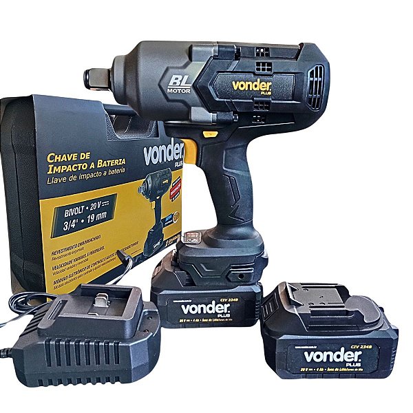 Chave de Impacto 3/4 20V 2 Baterias Carregador Bivolt VONDER