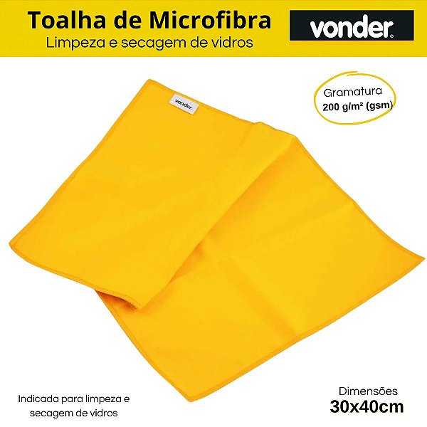 Toalha Mágica Flanela Para Vidros 30X40cm 200g/m² gsm VONDER