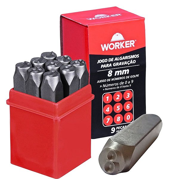 Jogo Marcador Pino Punção Numerico Nº 8 Para Gravação WORKER