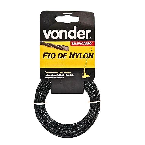 Fio de Nylon Silencioso 10M Roçadeira de Grama VONDER