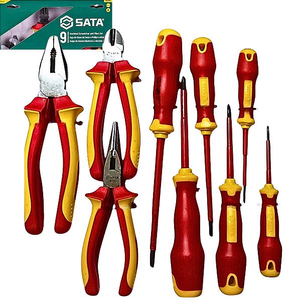 JG Chave Fenda Phillips e Alicate Isolado 9Pçs SATA ST09262U