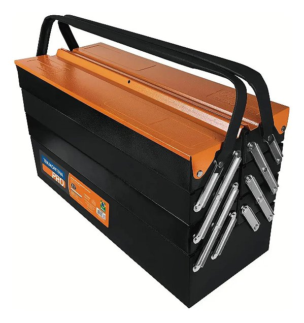 Caixa Sanfonada para Ferramentas 7 Gavetas Tramontina PRO Laranja e Preto