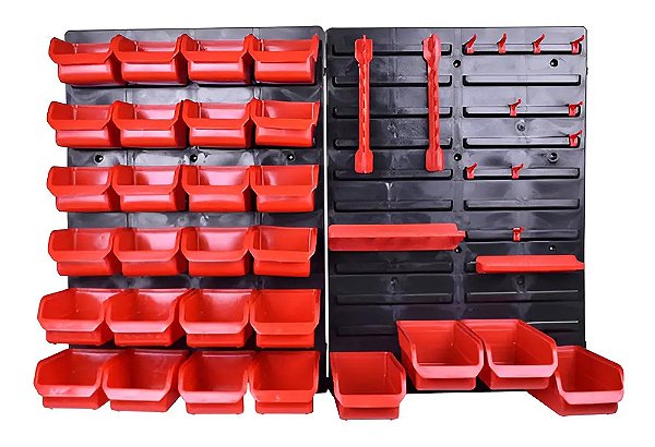 Painel Porta Organizador Ferramentas Gaveteiro 43 Pçs Worker Vermelho/preto