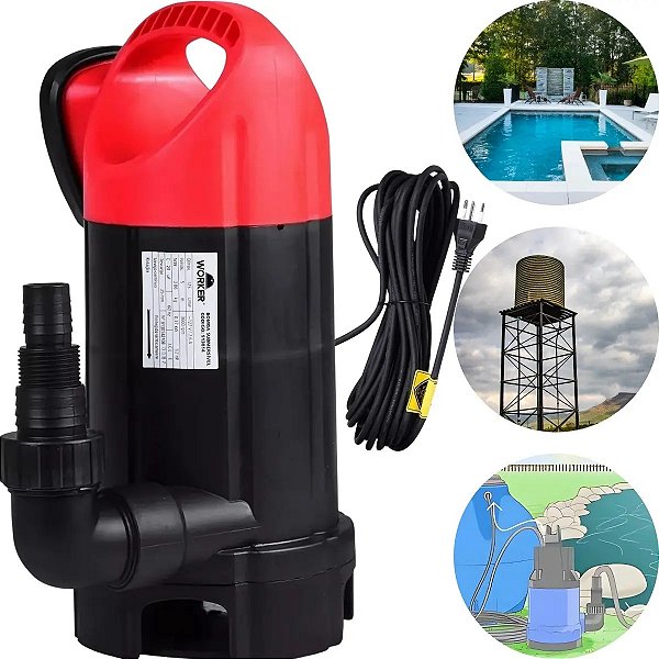 Bomba Submersível 370w Para Água Suja Esgoto 1/2hp Cor Preto 220v
