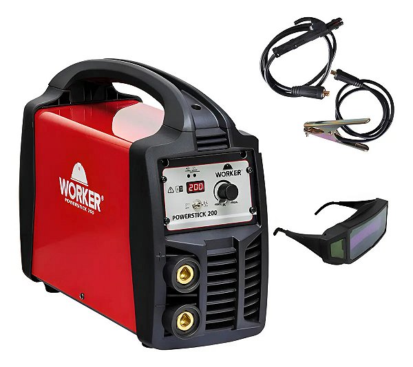 Máquina De Solda Inversora Worker Powerstick 200 Bivolt 200a Vermelho 127/220v