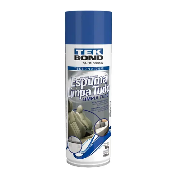 Espuma Limpa Tudo Tekbond 400ml Limpeza a Seco para Estofados, Carpetes, Couro e Plásticos