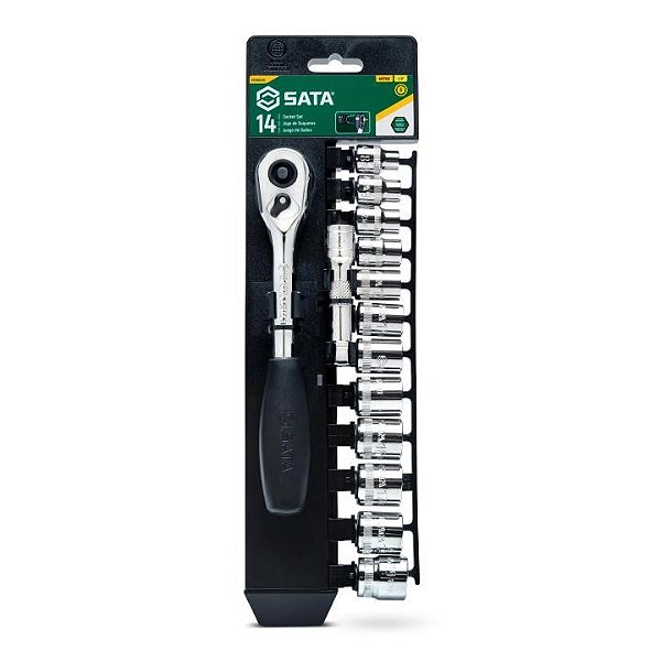 Jogo de Soquetes Sextavados 3/8" com 14 Peças SATA ST09523